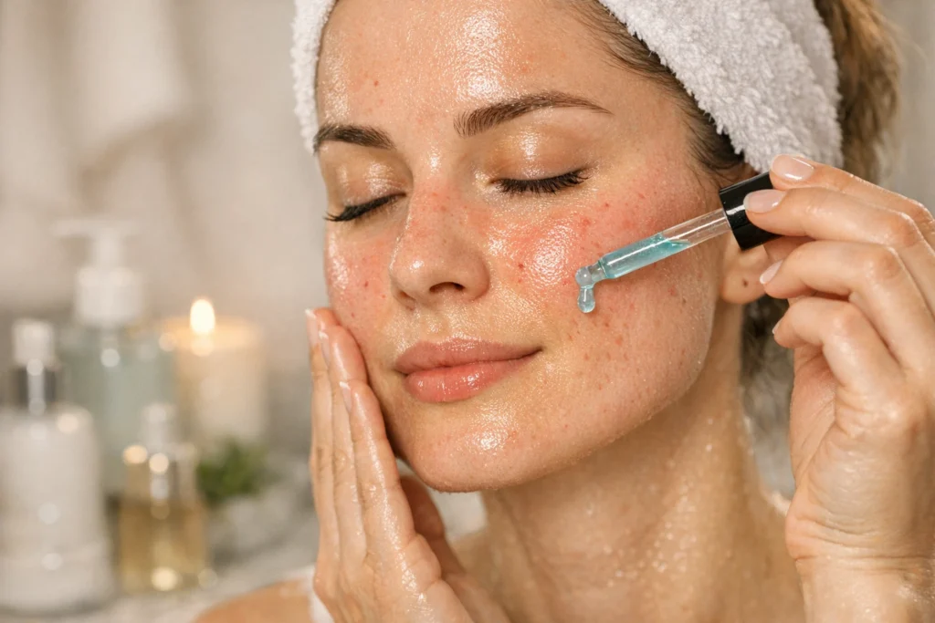 Dark editorial banner for copper peptides after microneedling guide
