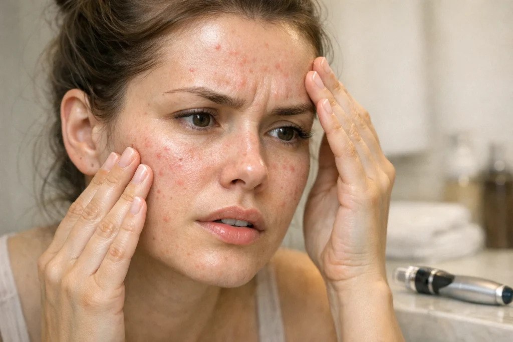 Skin purging after microneedling versus a true reaction: visual guide