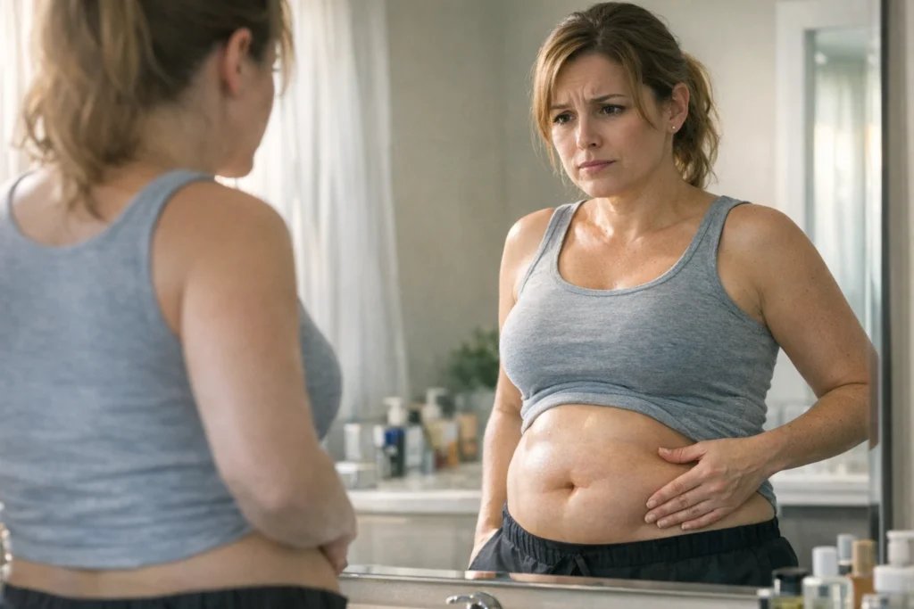 Editorial image illustrating post-liposuction swelling recovery timeline - why do I look bigger after lipo