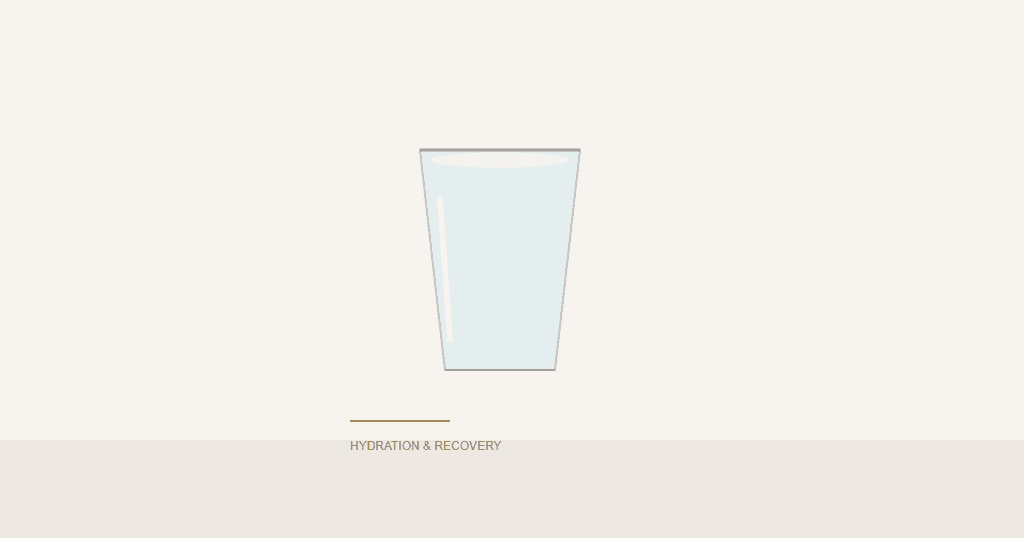 Clear glass of water on ivory linen surface representing hydration and recovery after Botox spreading