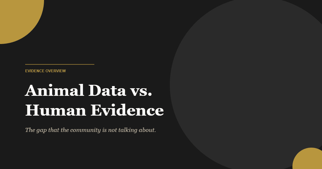 BPC-157 peptide evidence comparison of animal versus human research data editorial illustration