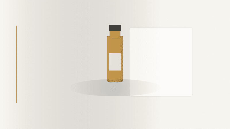 Small amber medical glass vial representing hyaluronidase availability for nasal filler safety
