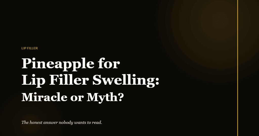 Dark editorial banner for pineapple for lip filler swelling myth-busting article