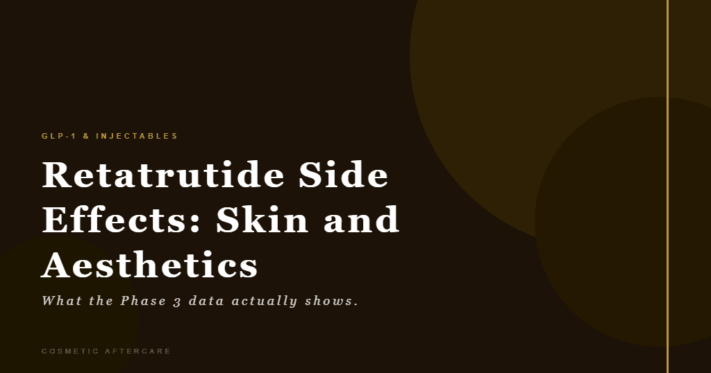 Abstract dark editorial image representing retatrutide side effects on skin and aesthetics