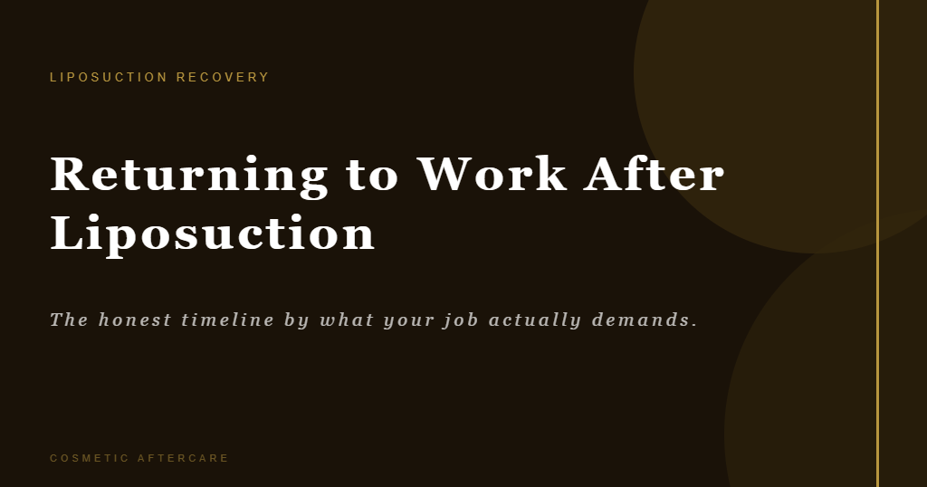 Compression garment and calendar representing return to work after liposuction planning by job type